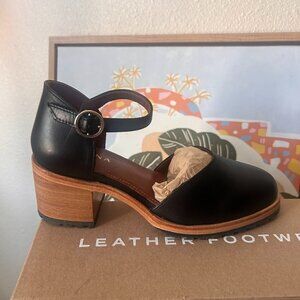 Portland Leather Goods Patina Womens Black Leather Heeled Mary Jane Shoes Size 6